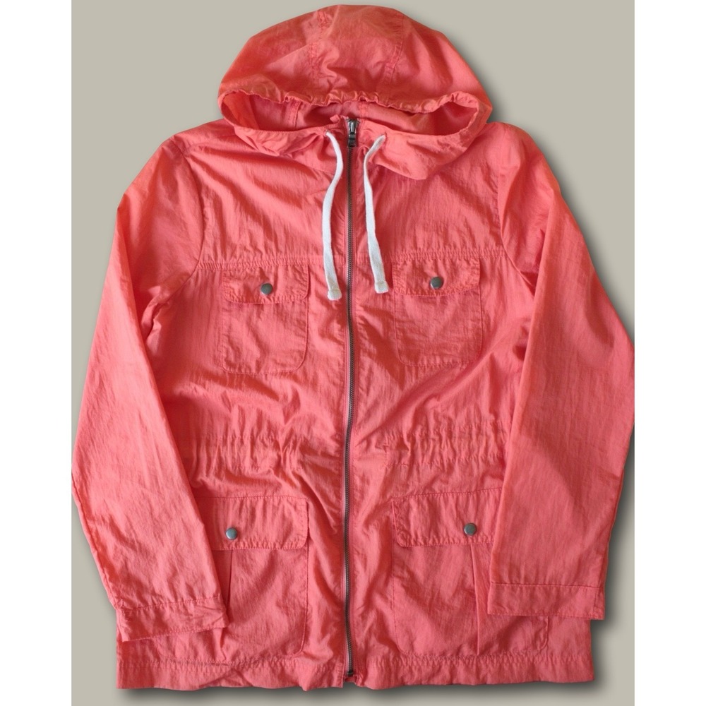 Gap Y2K Vibrant Orange Utility Hooded Windbreaker Jacket Small Lightweight Nylon - Picture 2 of 8